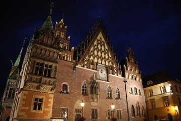 Fototapeta na wymiar Gothic Wroclaw Old Town Hall on market square