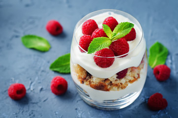 Raspberry greek yogurt parfait