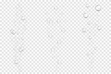 Realistic underwater fizzing air bubbles isolated on transparent background. Sparkling water, air bubbles - obrazy, fototapety, plakaty