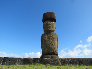 Rembarkable Easter Island Landscape with Moais and the Sea