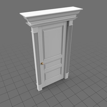 Closed door with pillar frame