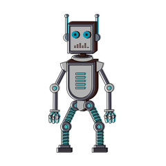 Funny robot cartoon vector illustration graphic design