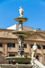 Fototapeta na wymiar The Praetorian Fountain in Palermo, Italy