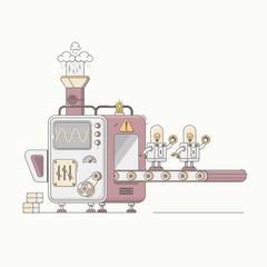 Naklejka premium Robotic arm mechanic equipment assembling robots on factory concept vector illustration
