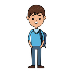 School boy cartoon vector illustration graphic design