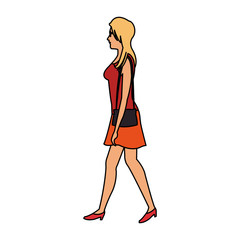 Beautiful woman walking cartoon vector illustration graphic design