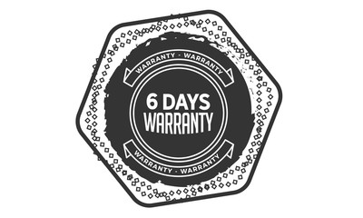 6 days warranty icon rubber stamp