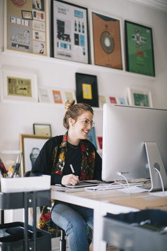 Designer working in her studio.