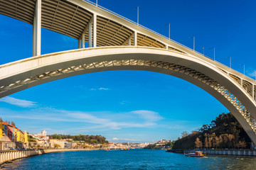 Arrabida Bridge in Porto Portugal, crossing the Douro River and linking Porto with Vila Nova de Gaia