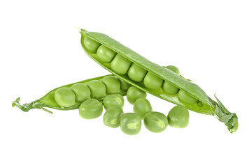 Fresh peas isolated on white background