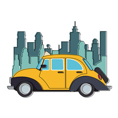 Taxi at the city vector illustration graphic design