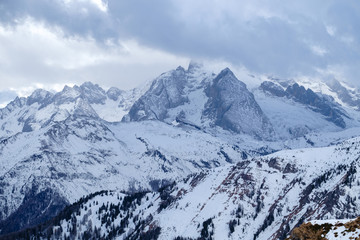 Fototapeta na wymiar Mountains snow on Italy Dolomites