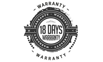 18 days warranty icon rubber stamp