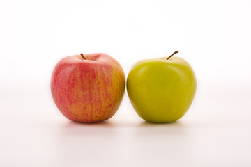Red and yellow apples isolated on white background.