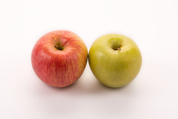 Red and yellow apples isolated on white background.