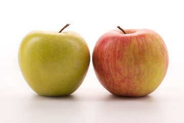 Red and yellow apples isolated on white background.