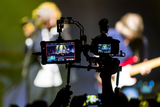 professional camera recording a concert