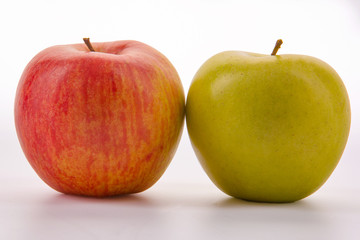 Red and yellow apples isolated on white background.