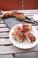 Braided nut cake with lemon fruity crust