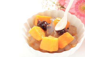 Japanese confeciton, fruit and bean with Kanten jelly