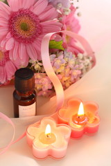 Gerbera and aroma candle for spa image
