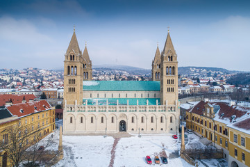 Pecs, Szekesegyhaz. Bird eye view