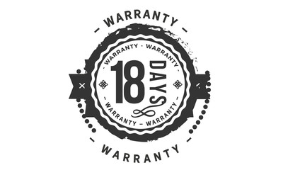 18 days warranty icon rubber stamp