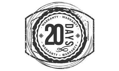 20 days warranty icon rubber stamp