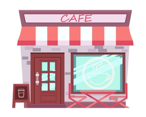 Obraz premium Cafe isolated on white background. Flat design. Vector illustration