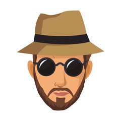 Hipster face cartoon vector illustration graphic design