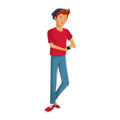 Young man cartoon vector illustration graphic design