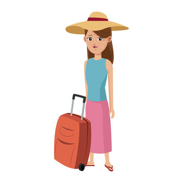 Tourist woman cartoon vector illustration graphic design