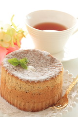 homemade chiffon cake and tea