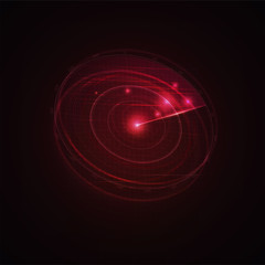 3d hud radar scanning the space . Military searching system blip . Navy radar with targets on screen . Technology background . Vector illustration .