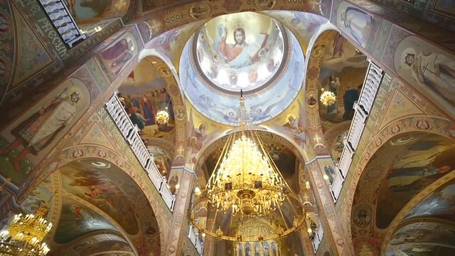panning of ceiling of orthodox the Cathedral
