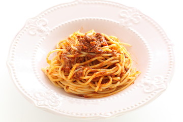 Homemade meat sauce spaghetti