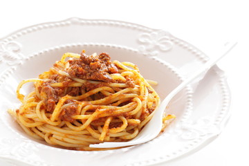 Homemade meat sauce spaghetti