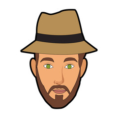 Man face cartoon with accesory vector illustration graphic design