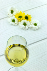 White wine and flowers