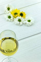 White wine and flowers