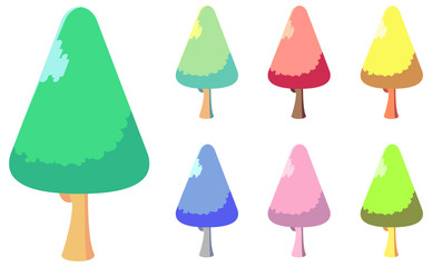 Tree with Simple Shape for Animation Asset Environment Game Sprite Background Novel Cover Kid Magazine Poster etc.
