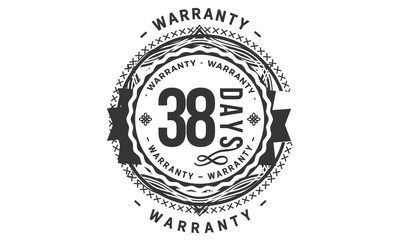 38 days warranty icon vintage rubber stamp guarantee