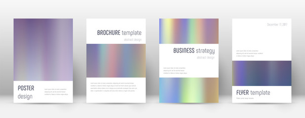 Flyer layout. Minimalistic good-looking template for Brochure, Annual Report, Magazine, Poster, Corporate Presentation, Portfolio, Flyer. Artistic bright hologram cover page.