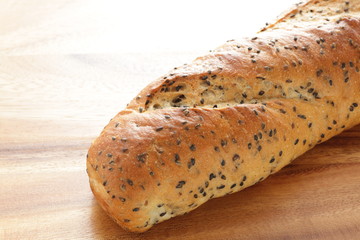 Black sesame seed sliced on white background