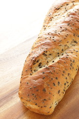 Black sesame seed sliced on white background