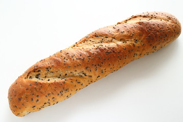 Black sesame seed sliced on white background