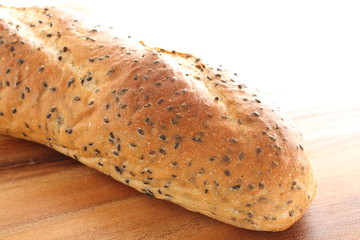 Black sesame seed sliced on white background