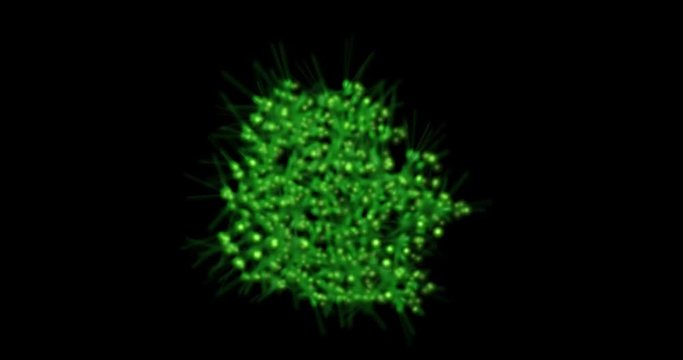 Microscopic life, virus, algae, bacteria multiplying and reproducing 3d rendering, 3d animation