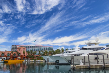 Yachts in a marina in Nassau, Bahamas
