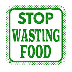 Stop wasting food grunge rubber stamp